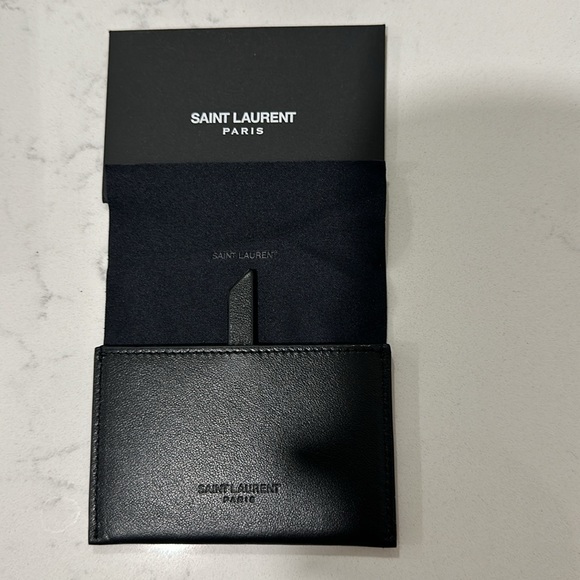 Saint Laurent "For You" YSL Black Leather Metal Purse Travel Compact Mirror NIB - Picture 3 of 8